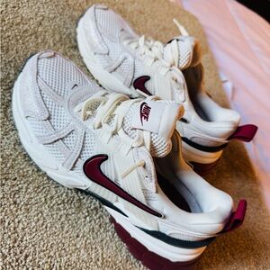 Nike Women's White and Burgundy Sneakers